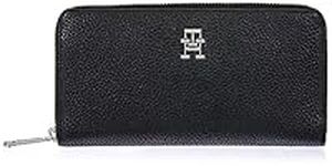 Tommy Hilfiger Women's TH Emblem Large ZA AW0AW15181 Wallets, Black, OS