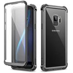 Dexnor Galaxy S9 Case with Screen Protector Clear Military Grade Rugged 360 Full Body Protective Shockproof Hard Back Cover Defender Heavy Duty Bumper Case for Samsung Galaxy S9 - Black