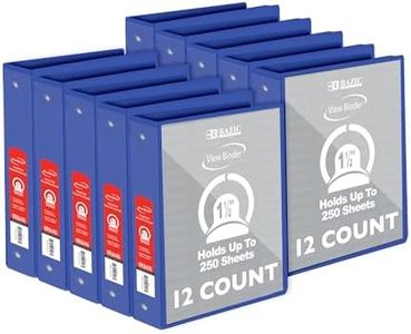 BAZIC Products 3 Ring Binder 1.5" Economy View Binders Organizer - Blue, Round Ring, Hold 280 Sheets Paper, for School Office Home, 12-Count