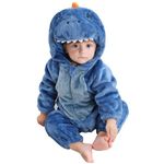 COOKY.D Baby Animal Hooded Zipper Jumpsuit Newborn Boys Girls Flannel Sleepsuit Toddler Outfits Outerwear,Blue 6-12 Months