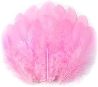 Soarer Pink Feathers for Crafts - 300pcs 3-5inch Craft Feathers Bulk for Wedding Home Party, Dream Catcher Supplies and DIY Crafts(LightPink)