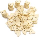 KnF Supplies® 30pcs 18mm x 16mm Teddy Bear Light Brown 2 Holes Small Sewing Wood Buttons Craft Embellishments