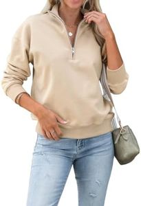 Dressmine Womens Quarter Zip Pullover Knit Long Sleeve Zipper Sweatshirt Hoodies Trendy 2026 Spring Outfits Clothes Apricot Medium