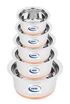 5 Pcs tope set Stainless Steel tope set Copper Bottom Container Set/tapeli/patila/pateli/bhagona/new milk pot pan handi seving bowl multipurpose combo Cookware Set without lid 22 gauge Approximately) Strong-Durable-Reliable(Capacity Capacity 1000ml, 1400ml, 1900ml, 2300ml, 3000ml,