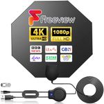 TV Aerial - Upgraded Indoor TV Aerial for Smart TV with with Booste 360° Reception & 300 Mile Long Range, Digital TV Antenna Support 4K 1080P HDTV with16.4ft Coaxial Cable