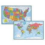Laminated World Map & US Map Poster