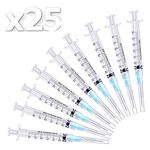 3ml Disposable Sterile Syringe with 23Ga 1.0 Inch Needle, Individual Package Suitable for Industrial, Scientific, Measuring, Watering, Pet Feeding, Oil or Glue Applicator(25 Pack)