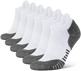 Closemate 6 Pairs Sport Trainer Ankle Socks for Men Low Cut Cotton Cushioned Tab Non-Slip Breathable Athletic Running Socks(6 White, Size L)