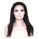 Fully Imported Quality Human Hair Glue less Front Lace Women Wig (22 Inch Black)