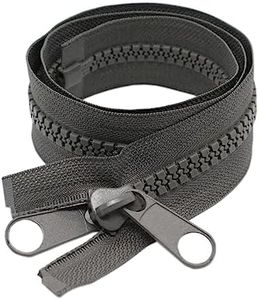 YaHoGa 182 cm #10 Cremallera grande de plástico divisible cremallera cremallera con doble tirón para tiendas de campaña cubierta saco de dormir (DP gris)