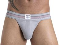 GYM Mens Old School Jockstrap with 2" Waistband (Heather Grey, Large)