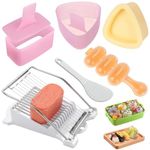 Zuaklpton 6 Pcs/Set Spam Musubi Maker Mold Press (Non Stick) with Luncheon Meat Slicer Kit Sushi Shake Rice Ball Mold Onigiri Mold Sushi Making Tool Egg Slicer Hot Dog Cutter for Kitchen