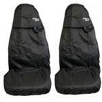 Wheels N Bits Two Waterproof Oil Dirt Resistant Heavy Duty Cover Front Car Van SUV Seat Covers Protectors Colour Top/Black Main 600D Material (Black top with logo)