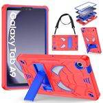 DETUOSi Kids Case for Samsung Galaxy Tab A9 8.7" 2023 Tablet (SM-X110/X115/X117) with Shoulder Strap,3-Layers Hybrid Heavy Duty Full-Body Shockproof,4-Angles Viewing Protective Cover for Children Boys