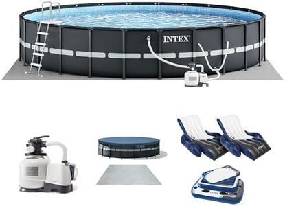 INTEX 26339EH Ultra XTR 24ft x 52in Above Ground Swimming Pool Set with Sand Filter Pump, Inflatable Lounge Pool Recliners (2-Pack) and Inflatable Beverage Cooler