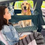 WheComd Dog Car Seat for Back Seat,Dog Back Seat Extender,Medium to Large Dogs Hammock for Car SUV Truck,Hard Bottom Durable Material Waterproof and Non-Slip with Mesh Window Pocket(Black)