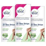 Veet Full Body Waxing Strips Kit - Normal Skin | 20 Pre-Coated Wax Strips & 4 Perfect Finishing Wipes | Up to 28 Days of Salon Like Smoothness | Arms, Underarms, Legs & Bikini Area