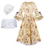 GRACEART Colonial Dress Prairie Pioneer Costume Victorian Maid Dress 99.99% Cotton