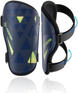 Shin Guards Soccer Kids Youth, CE Certified AirsFish Shin Guard Protection Gear for 2-18 Years Old Boys Girls Teenagers High Impact Resistant Comfortable 1 Pair (Navy, Medium)