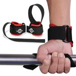 Nivia Weight lifting Bar Strap with Wrist Supporter for Gym, Powerlifting, Strength Training for Men & Women, Bar Straps for Deadlifting, Gym Equipment for Workout, Neoprene Padded strap (Red/Black)