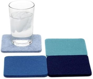 Graf Lantz Bierfilzl Square Felt Coasters - Multi-Color Set of 4-100% Merino Wool - Water-Wicking, Stain-Resistant, Absorbent (Ocean)