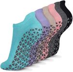 Non Slip Yoga Socks with Grips for Pilates, Ballet, Barre, Barefoot,Bikram,Hospital Anti Skid Socks for Women and Men S