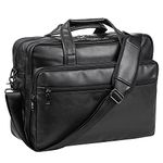 seyfocnia Leather Laptop Bag, Men's 15.6 Inche 17.3 Inche Messenger Briefcase Business Satchel Computer Handbag Shoulder Bag, [G]black, 17.3 inch, Messenger