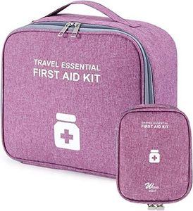 Empty First Aid Bags, Adult Children Travel Medicine Bag, Medical Supplies Organizer Bag, Car Makeup Bag, Pharmacy for Traveling, Home,Office,Outdoor (2 Piece Set) Purple Rose Red