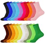 kimteny 20 Pairs Womens Socks, Solid Color Crew Socks Colorful Lightweight Cotton Athletic Socks, Multi-color, 6-9