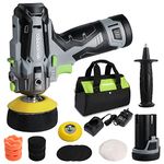 WORKPRO Cordless Buffer Polisher, 12V Mini Polisher Kit with 2 Li-ion Batteries, Variable Speed Buffer & Sander Machine Kit, Ideal for Car Detailing, Sanding, Polishing, Waxing