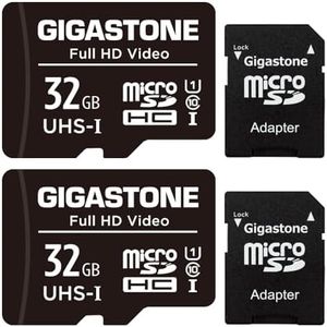 Gigastone 32GB 2-Pack Micro SD Card, FHD Video, Surveillance Security Cam Action Camera Drone Professional, 90MB/s Micro SDHC UHS-I U1 Class 10