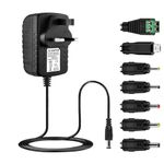 CASPERi Universal Power Adapter 12V 2A Power Supply AC to DC Universal Adaptor for CCTV Camera Android TV Box Tablet Bluetooth Speaker and more Household Electronics, 2000mA Max