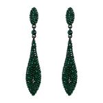 EVER FAITH Green Earrings for Women Wedding Party Sparkly Rhinestone Crystal Teardrop Dangle Earrings for Brides Bridal Black-Tone