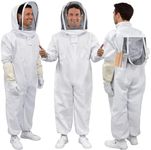 PNKKODW Bee Suit, Beekeeping Outfit Professional Full Body Beekeeper Suit with Veil Hood for Men and Women Beekeeper and Beginners with Gloves, Beehive Brush, Scraper (L for 5'5"-5'9")