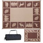 Stylish Camping 229127 9-feet by 12-feet Reversible Mat, Plastic Straw Rug, Large Floor Mat for Outdoors, RV, Patio, Backyard, Picnic, Beach, Camping - Hunter Mat (Brown/Beige)