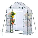 EPROSMIN Walk In Greenhouse with Steel Frame and Reinforced PE Plastic Cover, 3 Tier 4 Wired Shelves, Greenhouse/Plant Nursery for Small Gardens, Patios, Perfect for Tomato Growing, Easy to Assemble