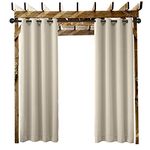 Outdoor Curtain Grommet Eyelet Beige 150" W x 84" L For Front Porch, Pergola, Cabana, Covered Patio, Gazebo, Dock, and Beach Home (1 Panel).