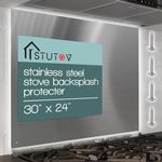 STUTOV 24"x 30" Stainless Steel Stove Backsplash Splatter Protecter， Range Hood Backsplash Wall Guard，Four Pre Drilled Holes, Easy Installation