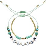 B25K Adjustable Braided Jewelery Bracelets for Women with Letters Pulseras para Mujer con Letras Green