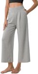 ODODOS Modal Soft Wide Leg Cropped Pants for Women High Waist Casual Relaxed Pants with Pockets, 25" Inseam, Heather Grey, X-Large