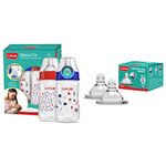 LuvLap Wide Feeding Bottle 250 ml, Pack of 2 & Wide Nipple Variable Flow, 2 Pcs