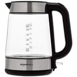 Amazon Basics Electric Glass Kettle,1.7-Liter, Black, Silver