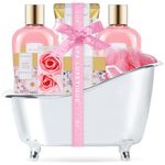 Spa Gifts for Women, Spa Luxetique Spa Gift Baskets with Daisy Scented, 8pc Home Bath and Body Gifts Set, Spa Bath Set Includes Body Lotion, Bubble Bath, Bath Salt, Essential Oil, Mother's Day & Christmas Gifts Set for Women
