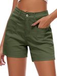 Rasutina Women's High Waist Jean Shorts Stretchy Denim Shorts for Women Army Green Cargo Shorts Summer Shorts