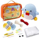 BCMRUN Beginners Crochet Kit,Crochet Kit for Beginners Adults and Kids,Complete Crochet Set to Make Animals,Include Yarn,Eyes, Stuffing, Crochet Hook,Step-by-Step Instruction and Video Tutorials