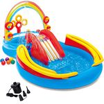 Kreative Marche Rainbow Ring Inflatable Swimming Pool, Wading Pool, Water Sprayer Play Center with Electric Pump, 117" X 76" X 53" (with Free Electric Pump)