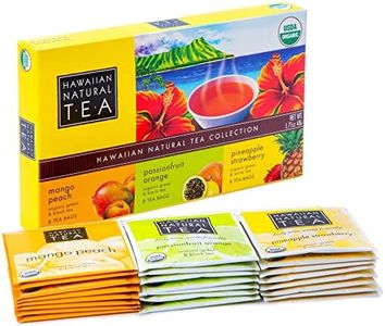 Organic Hawaiian Natural Tea Box Gift Set, Hawaii Islands Collection Black White Green, Variety 24 pillow tea bags
