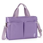 Canvas Tote Bag for Women, Vaschy Casual Sturdy Work Satchel Teachers Tote Purse with Zippers Pockets Crossbody Shoulder Bag Purple