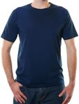 Organic Signatures Crewneck 100% Certified Organic Cotton, Soft Shirts for Men (Medium, Navy Blue)