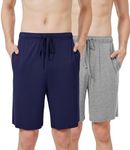 WiWi Mens Pajama Shorts Lightweight Lounge Bottoms Soft Sleep Short Pants Viscose from Bamboo Loungewear S-XXL, Navy&Heather Grey, Medium
